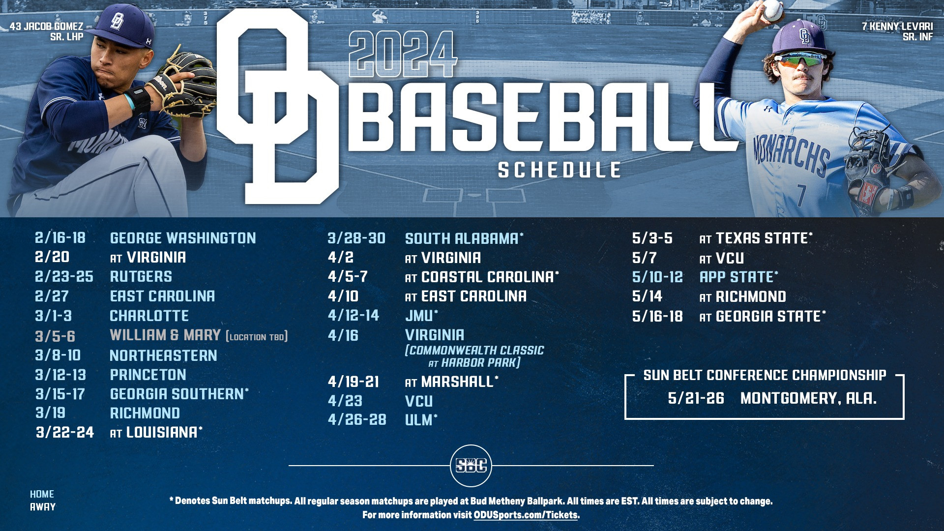 ODU Baseball Releases 2024 Schedule Old Dominion Athletics